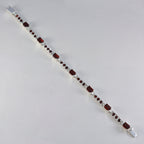 Garnet Office Minimal Red Silver Tennis Bracelet