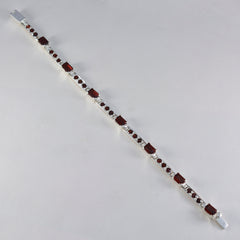 Bracciale da tennis minimalista in argento rosso Garnet Office