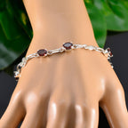 Garnet Kwanzaa Slim Red Silver Links Bracelet