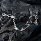 Garnet Kwanzaa Slim Red Silver Links Bracelet