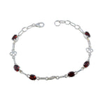 Garnet Kwanzaa Slim Red Silver Links Bracelet