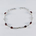 Garnet Kwanzaa Slim Red Silver Links Bracelet
