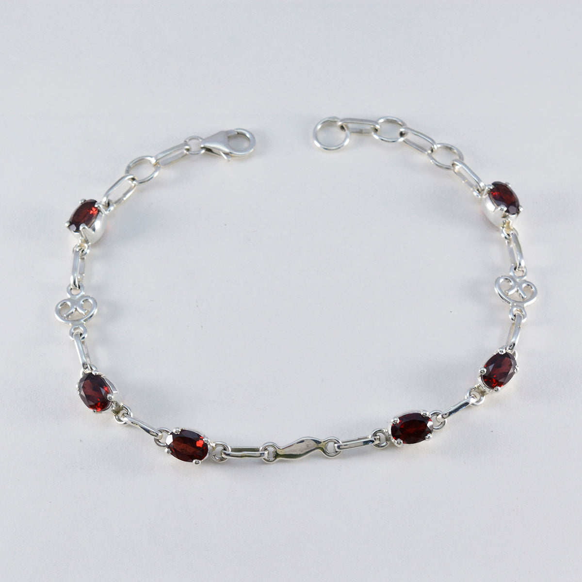 Garnet Kwanzaa Slim Red Silver Links Bracelet