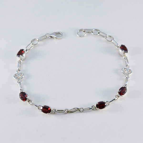 Garnet Kwanzaa Slim Red Silver Links Bracelet
