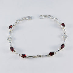 Garnet Kwanzaa Slim Red Silver Links Bracelet