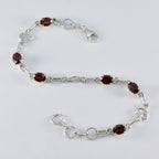 Garnet Kwanzaa Slim Red Silver Links Bracelet