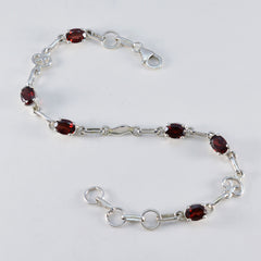 Garnet Kwanzaa Slim Red Silver Links Bracelet