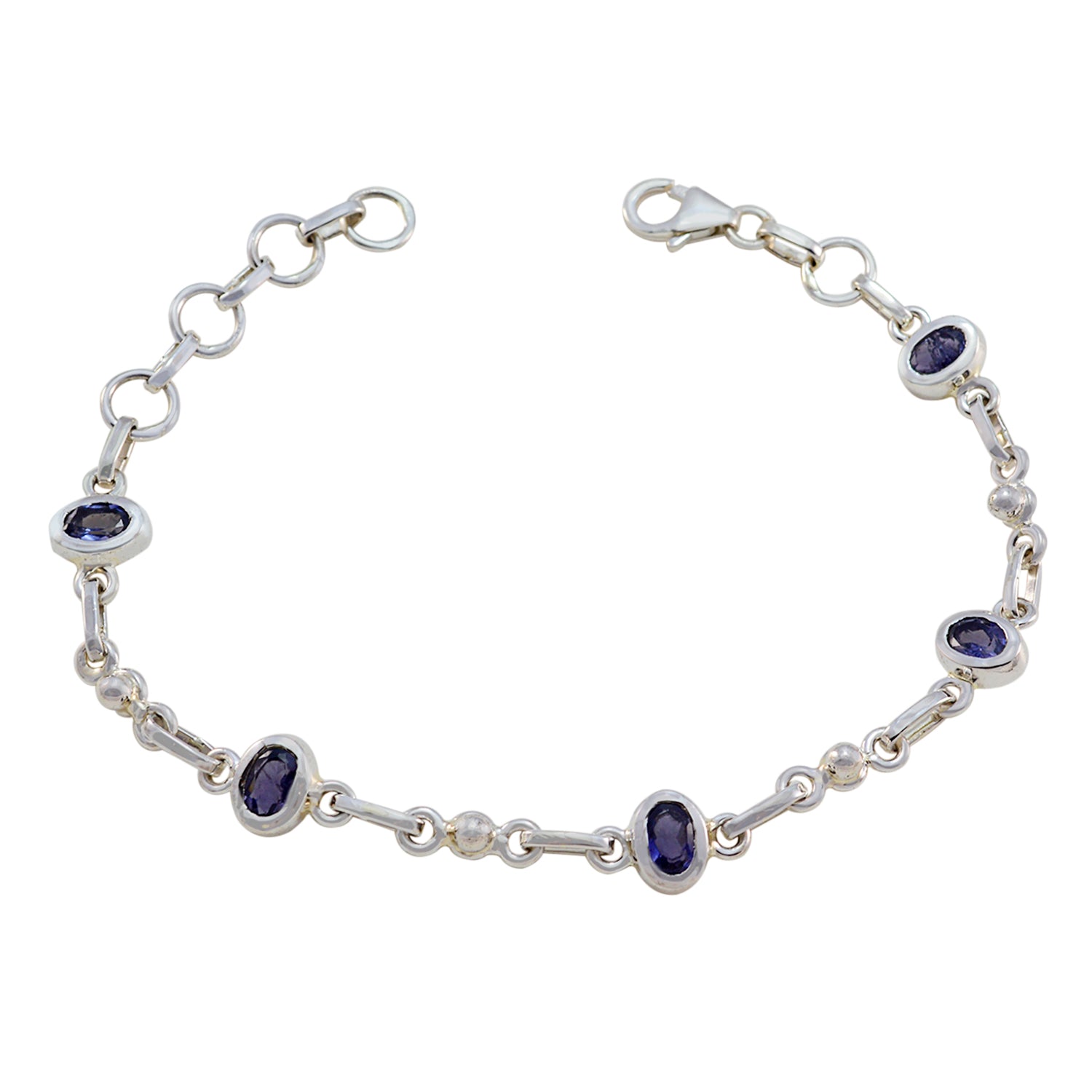 Iolite Oktoberfest Munich Delicate Blue Sterling Silver Links Bracelet Image principale du produit