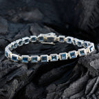 Blue Topaz One-of-a-Kind Classic Blue Silver Tennis Bracelet