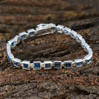 Blue Topaz One-of-a-Kind Classic Blue Silver Tennis Bracelet
