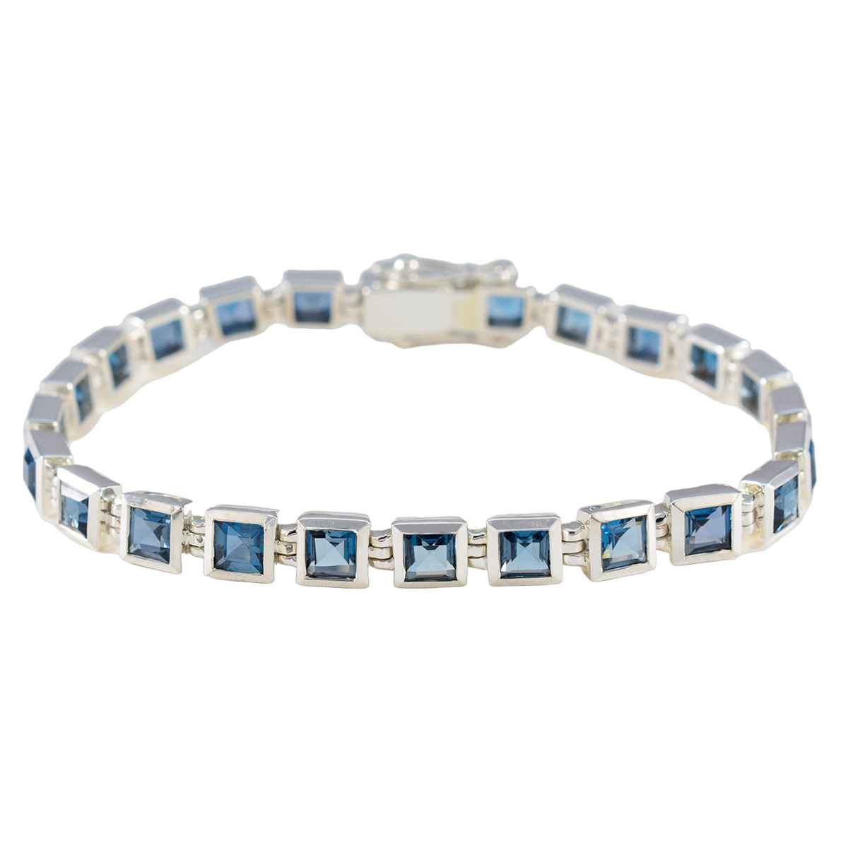 Einzigartiges klassisches Tennisarmband aus blauem Topas-Silber Hauptbild