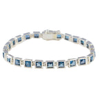 Blue Topaz One-of-a-Kind Classic Blue Silver Tennis Bracelet