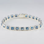 Blue Topaz One-of-a-Kind Classic Blue Silver Tennis Bracelet