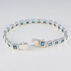Blue Topaz One-of-a-Kind Classic Blue Silver Tennis Bracelet