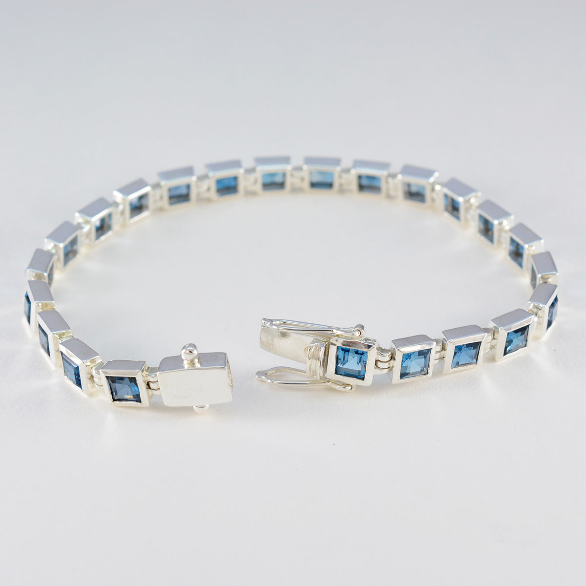 Blue Topaz One-of-a-Kind Classic Blue Silver Tennis Bracelet