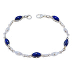 Lapis Lazuli Pancake Day Elegant Blue Sterling Silver Links Bracelet