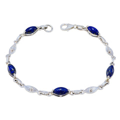 Lapis Lazuli Pancake Day Elegant Blue Sterling Silver Links Bracelet
