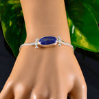 Lapis Lazuli Parents Day Featherlight Blue 925 Silver Chain Bracelet