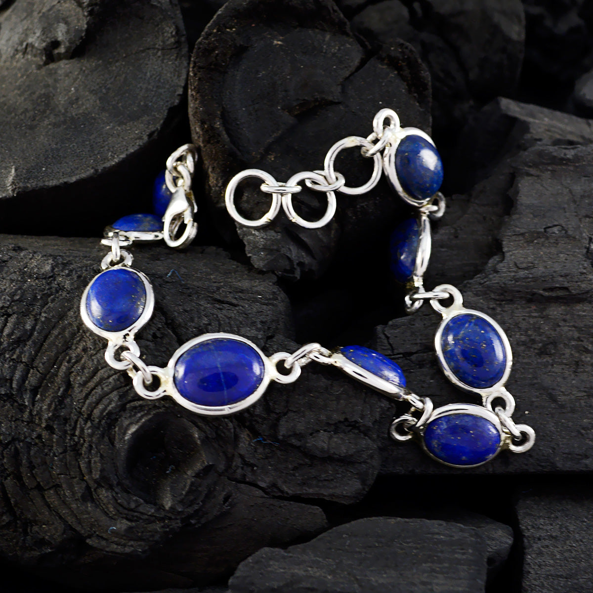 Lapis Lazuli Paris Fashion Week Delicate Blue Silver Links Bracelet