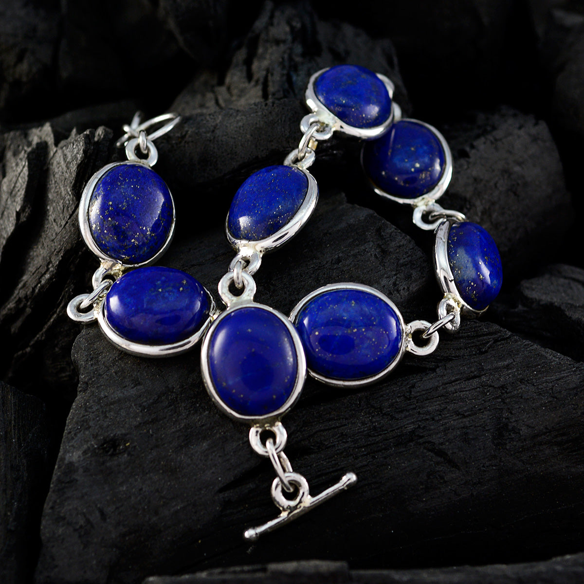 Lapis Lazuli Party Tiny Blue Sterling Silver Links Bracelet