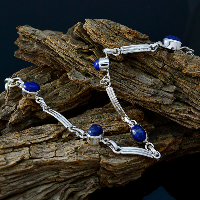 Lapis Lazuli Pet Day Whisper-thin Blue Sterling Silver Links Bracelet