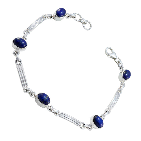Lapis Lazuli Pet Day Whisper-thin Blue Sterling Silver Links Bracelet