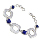 Lapis Lazuli Pentecost Monday? Minimal Blue Silver Links Bracelet