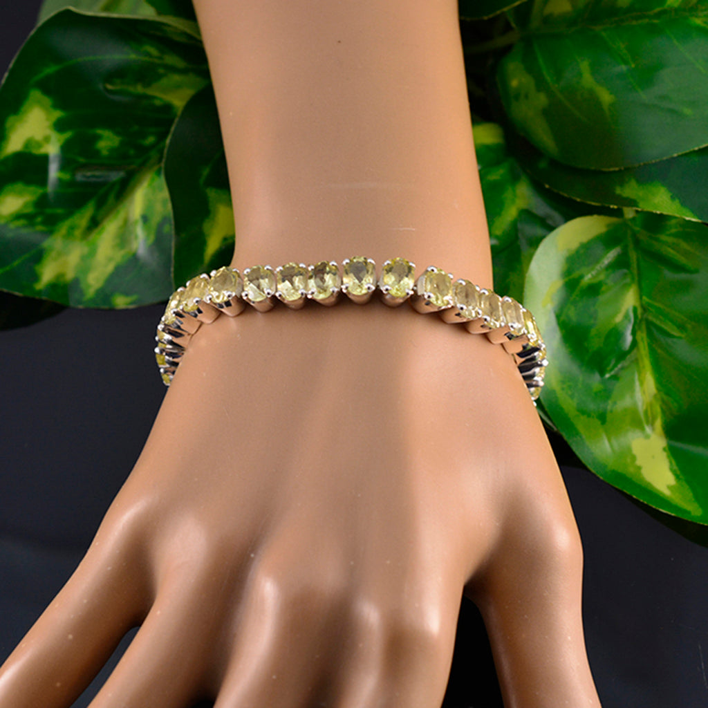 Lemon Quartz Pizza Day Classic Yellow 925 Silver Tennis Bracelet