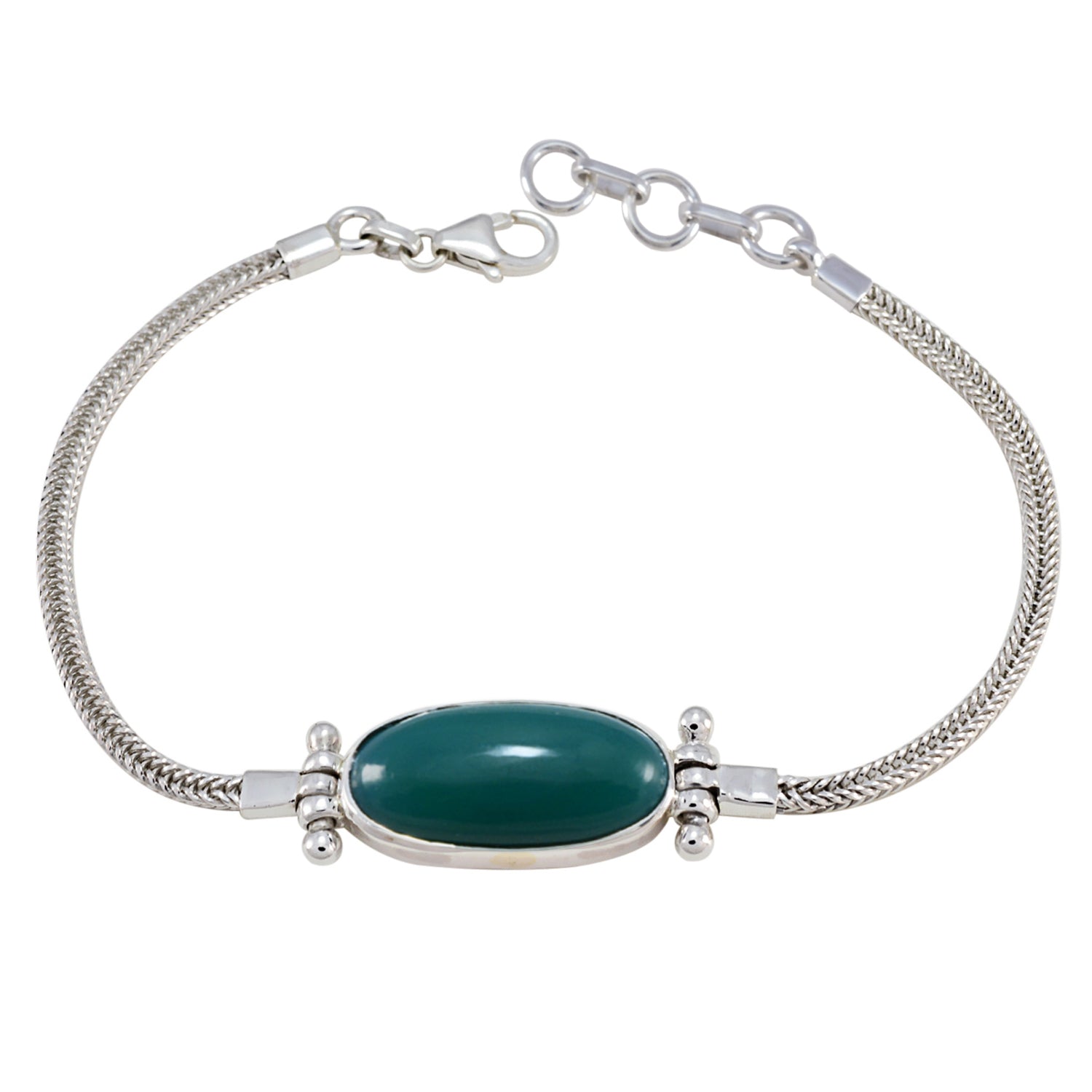 Malachite Popcorn Lovers Day Featherlight Green Silver Chain Bracelet Main image