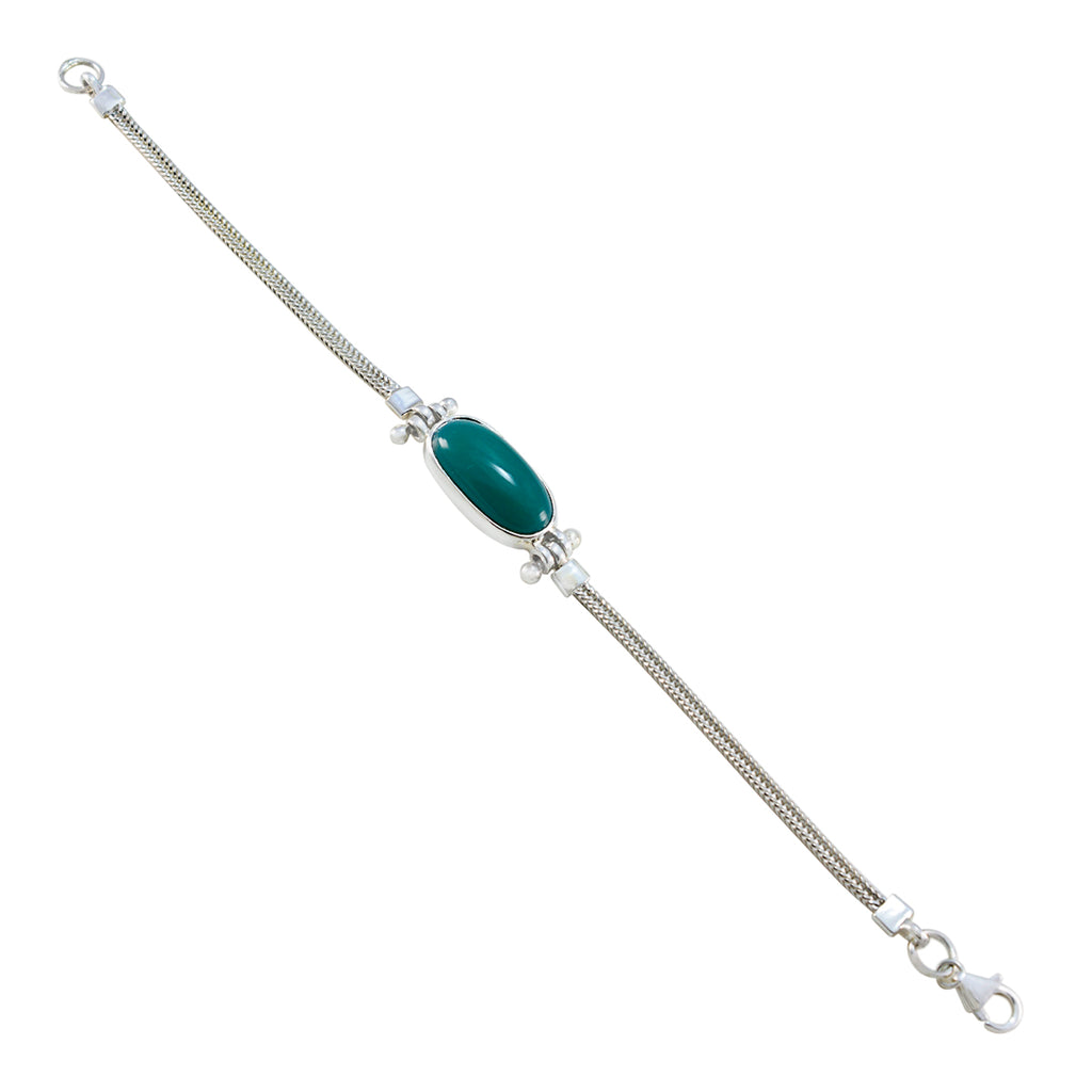 Malachite Popcorn Lovers Day Featherlight Green Silver Chain Bracelet