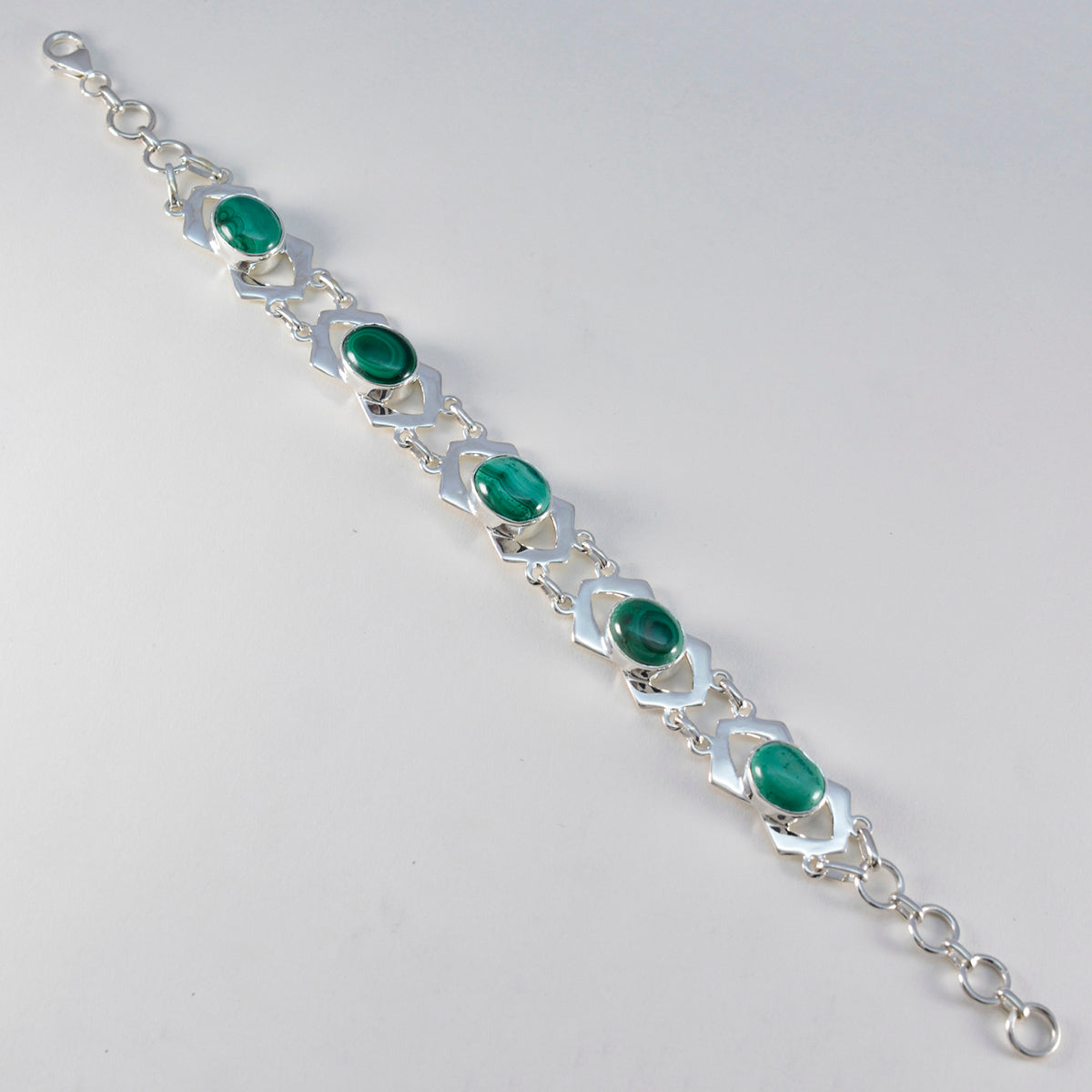Malachite President’s Day Mid-weight Green Sterling Silver Links Bracelet