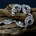 Mystic Quartz Pride Month Mid-weight multicolor Silver Links Bracelet