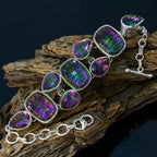Mystic Quartz Pride Parade Cologne Statement Multi Sterling Silver Links Bracelet