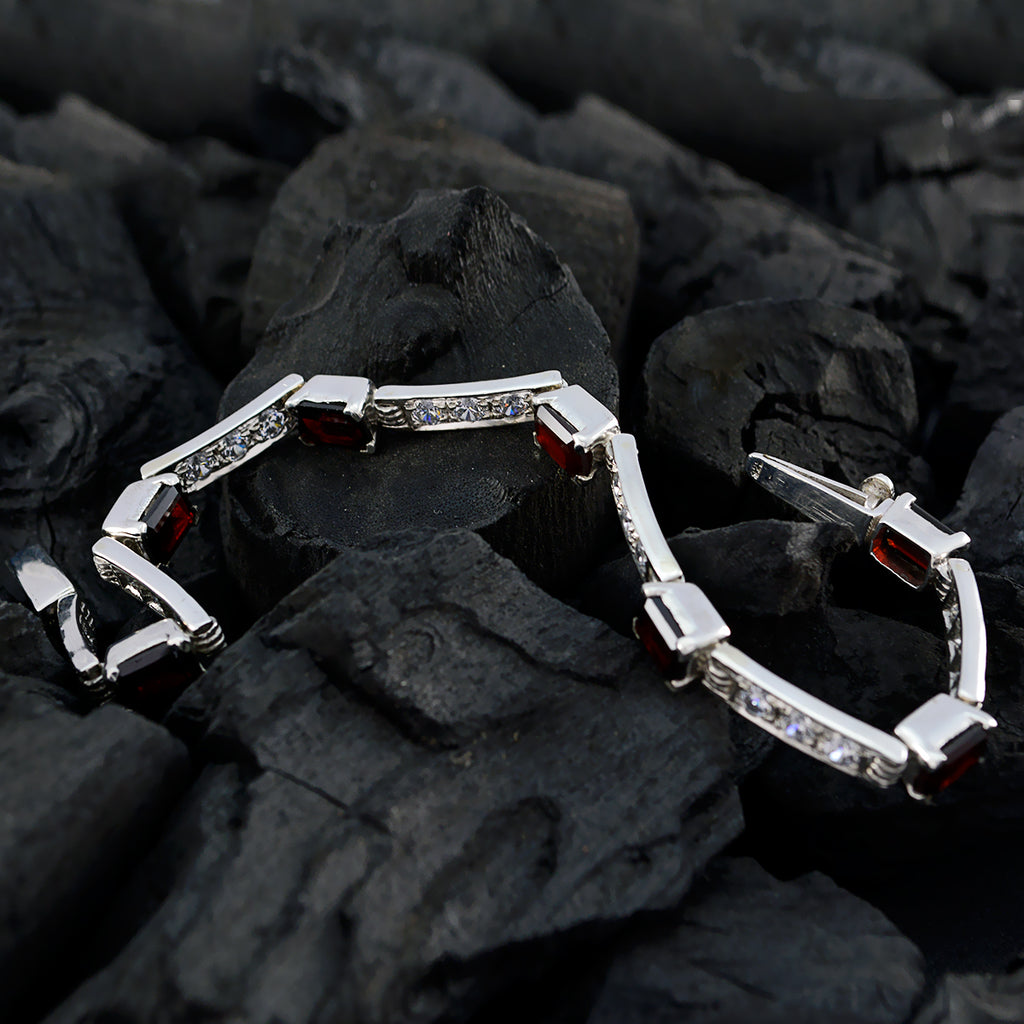 Garnet Promotion Tiny Red Silver Tennis Bracelet