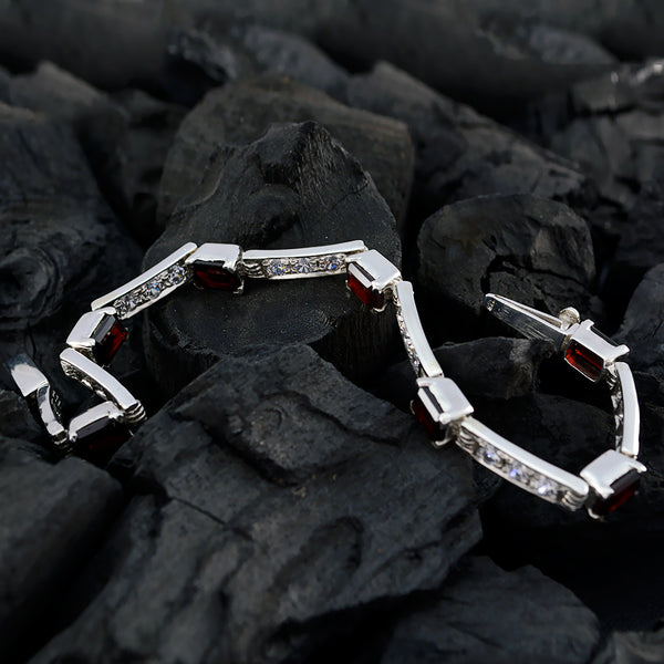 Garnet Promotion Tiny Red Silver Tennis Bracelet