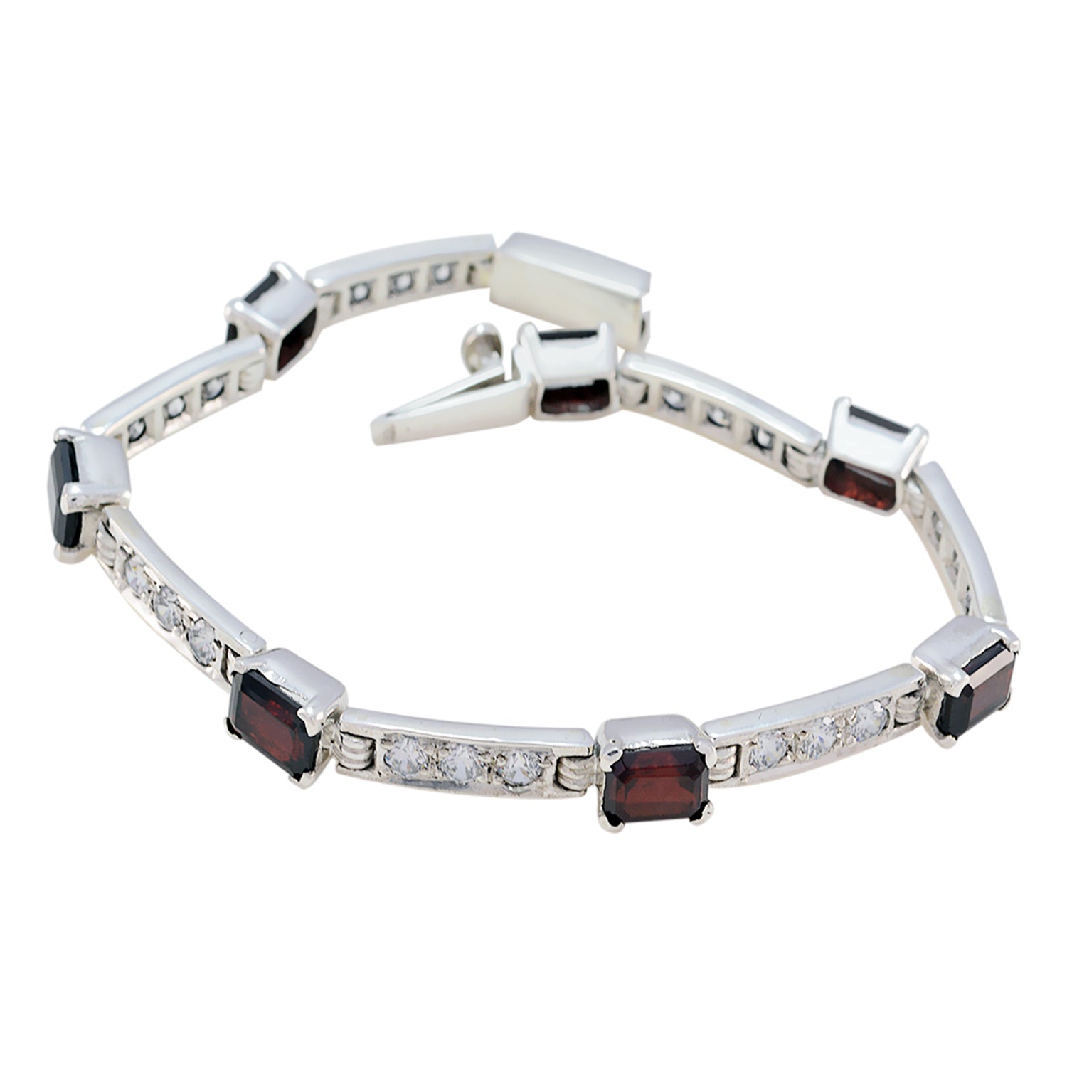 Garnet Promotion Tiny Red Silver Tennis Bracelet Image principale du produit