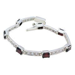 Garnet Promotion Tiny Red Silver Tennis Bracelet