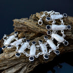 Multi Gemstone Pumpkin Day Statement multicolor 925 Silver Links Bracelet