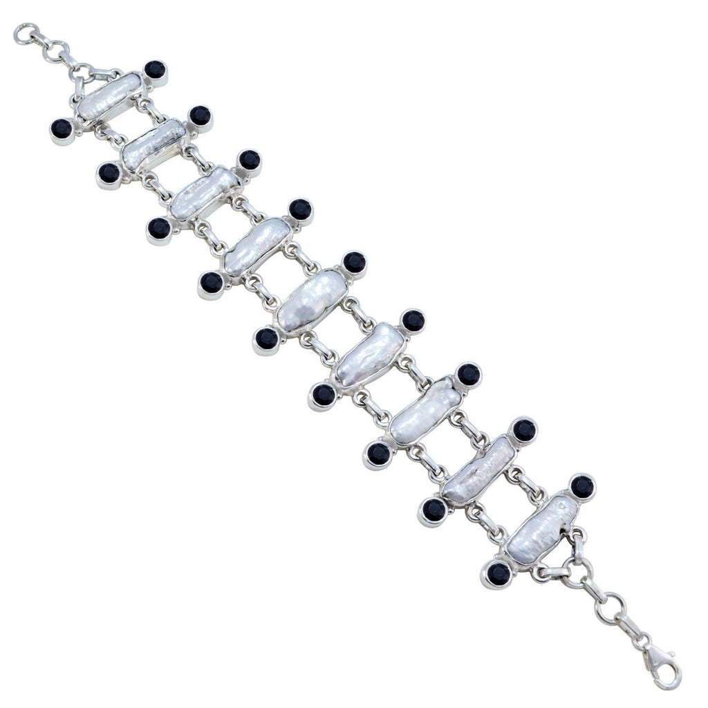 Multi Gemstone Pumpkin Day Statement multicolor 925 Silver Links Bracelet