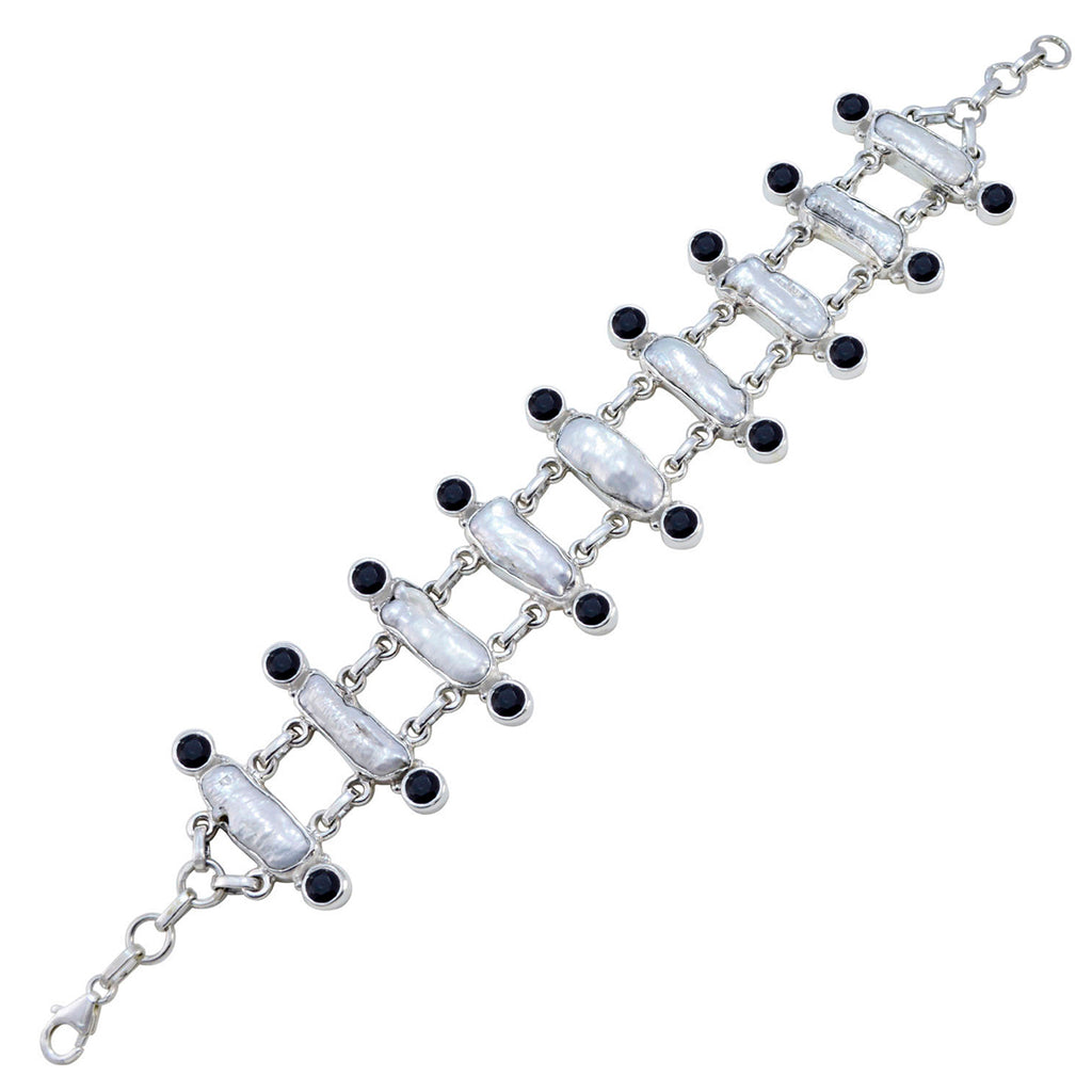 Multi Gemstone Pumpkin Day Statement multicolor 925 Silver Links Bracelet