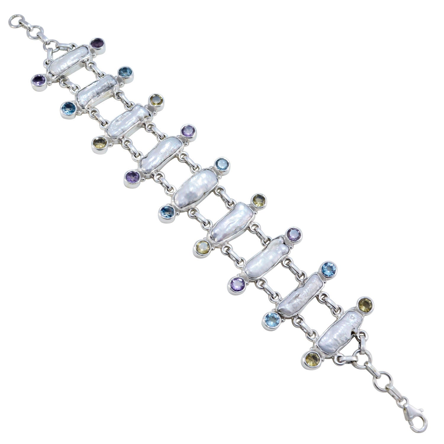 Pearl Prosecco Day Edgy White Sterling Silver Links Bracelet