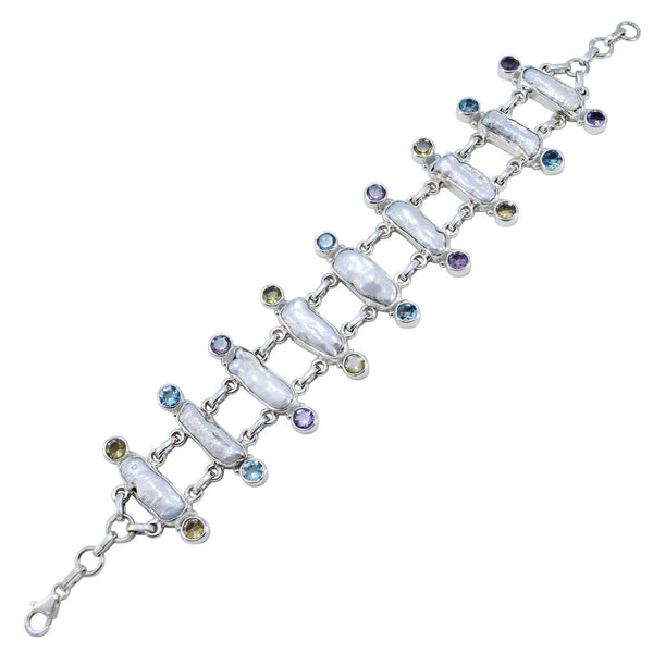 Pearl Prosecco Day Edgy White Sterling Silver Links Bracelet