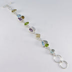 Multi Gemstone Rain Season Eye-catching multicolor Silver Links Bracelet