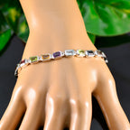 Multi Gemstone Reformation Day Minimal multicolor Sterling Silver Tennis Bracelet