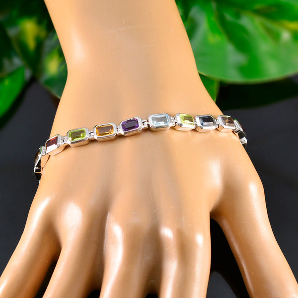 Multi Gemstone Reformation Day Minimal multicolor Sterling Silver Tennis Bracelet