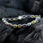Multi Gemstone Reformation Day Minimal multicolor Sterling Silver Tennis Bracelet