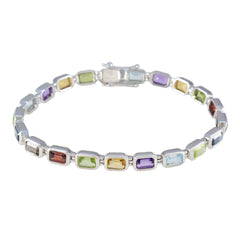 Multi Gemstone Reformation Day Minimal multicolor Sterling Silver Tennis Bracelet