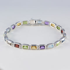 Multi Gemstone Reformation Day Minimal multicolor Sterling Silver Tennis Bracelet