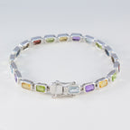 Multi Gemstone Reformation Day Minimal multicolor Sterling Silver Tennis Bracelet