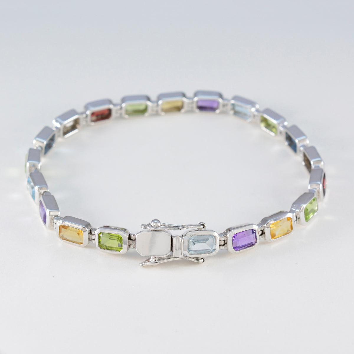 Multi Gemstone Reformation Day Minimal multicolor Sterling Silver Tennis Bracelet